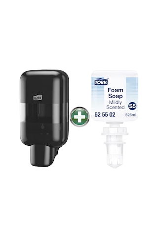Tork Mini S5 Siyah Sabun Ve Dezenfektan Dispenseri 565208 + 525502 Köpük Sabun Hediyeli