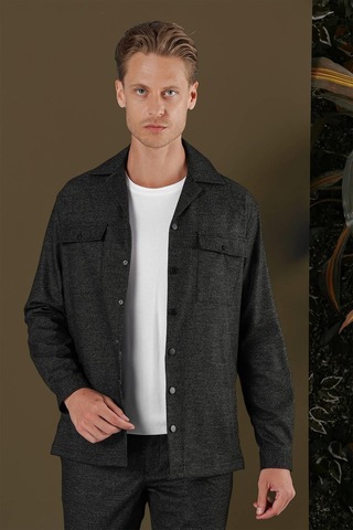 Efor G 1560 Slim Fit Siyah Klasik Gömlek Siyah