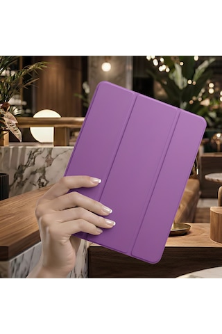 İpad Pro 11 2024 İçin Uyumlu Smart Kalem Bölmeli Standlı Kılıf Kapaklı Kılıf