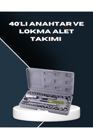 Dayanıklı Karbon Çelik 40 Parça Lokma Ve Cırcır Anahtar Seti