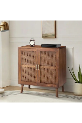 Dark Walnut Hazeran Detaylı Masif Büfe Ceviz