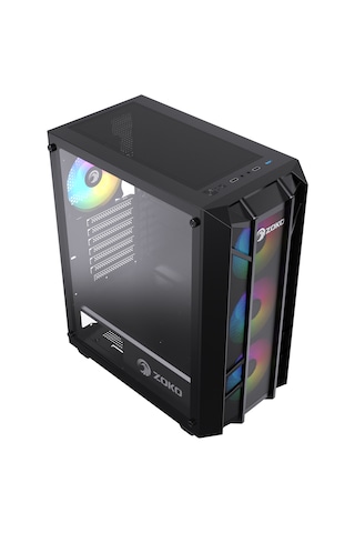 Zoko Hunter 600 W 4x12 CM Argb Fan Mesh Panel Temperli Cam Bilgisayar Kasası
