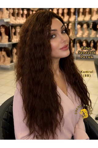 Afro Dalgası Peruk Fiber Sentetik Kumral