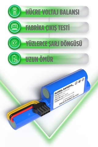 Arçelik Robo Rs 3121 Robot Süpürge Bataryası 10.8v 3500mah Li-ion Pil Kapasite