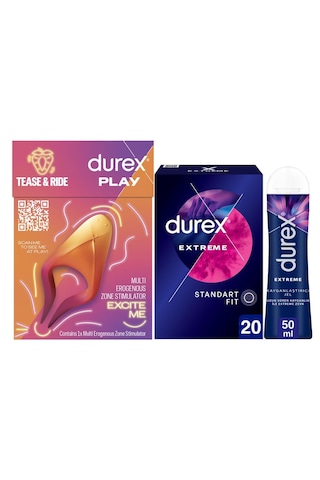 Durex Çoklu Erojen Bölge Uyarıcı + Extreme Gecikticili &tırtıklı Prezervatif 20li + Extreme Jel 50ml