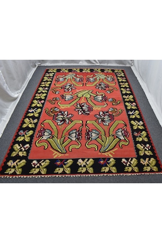Zehra Abla Halı El Dokuma 6m2 Güllü Çiçekli Kirmen Karabağ Yün Kilim 5621