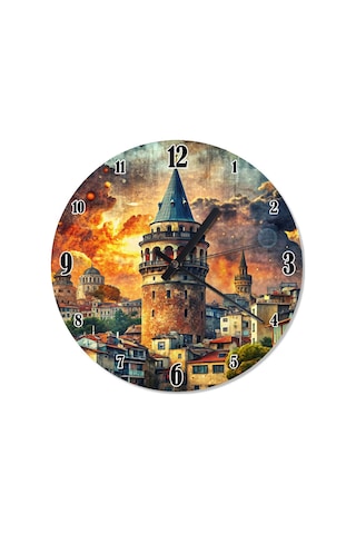 Galata Kulesi Baskılı Duvar Saati