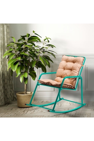 Retodesign Minderli Turkuaz Metal Sallanan Sandalye/ Bebek Emzirme Koltuğu/baba Koltuğu