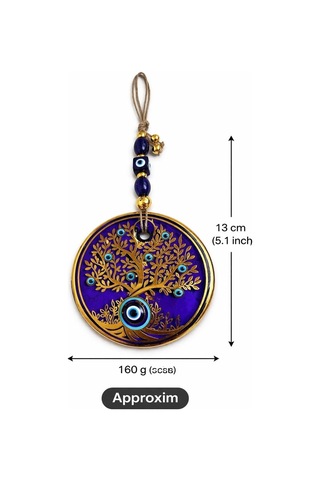 Nice For You Cam Nazar Boncuklu Duvar Süsü Hayat Ağacı Desenli El Yapımı Mavi Cam Evil Eye Ev & Ofis Dekorasyonu Koruyucu Şans Simgesi
