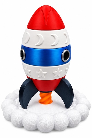 Meydora 3d Baskı Roket Dizme Oyuncağı Uzay Temalı Eğitici Çocuk Oyuncağı Spinning Rocket Stacking Toy