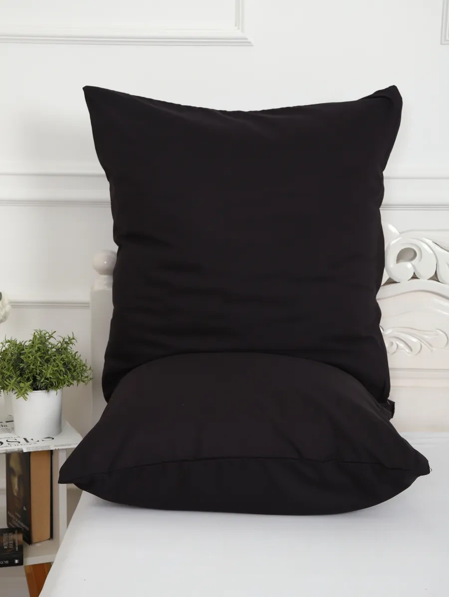 Inteteks Fermuarlı Yastık Kılıfları 70x70 2 Adet Polysaten 287672478 Siyah