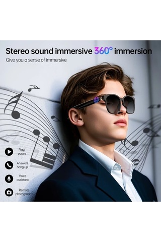 Xuweiwei Turuncu Hd Sesli Aramalı Akıllı Kablosuz Çeviri Gözlük Müzik Kontrollü Açık Kulak Müzik Mavi Işık Filtreli Dış Mekan Gözlük Kulaklık