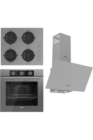Ferre Fryart Basic Serisi QXE62CPR + CS208 + D088 Ankastre Gri Set