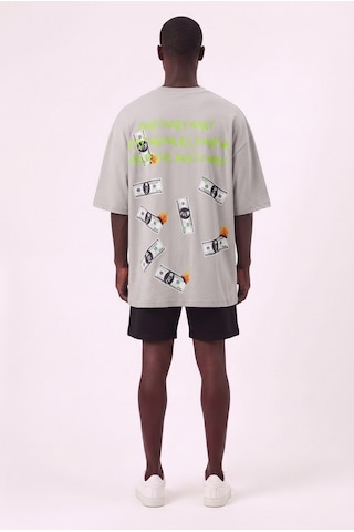 Blow Up Money Gri Oversize Erkek T-shirt 142874 SİYAH