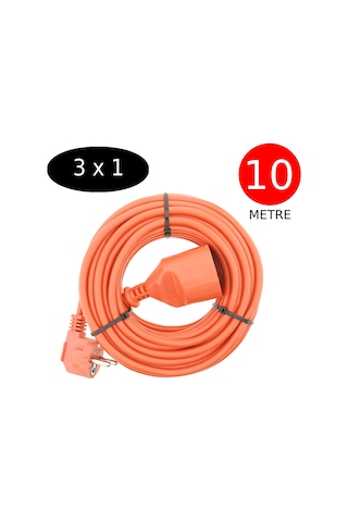Tek-iş 10 Metre Uzatma Kablosu 3 X 1 Mm Ttr Bakır Kablo Erkek Fiş Dişi Fiş Baskılı Seyyar Ara Kablo Diğer