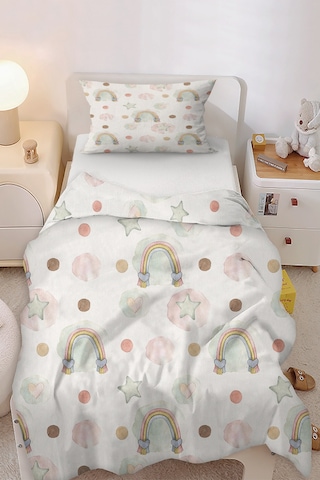 Kelebek Ve Çiçekli Tek Kişilik Çocuk Nevresim Seti Pembe