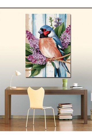 Kanvas Tablo Mavi Kuş Ve Çiçekler 70cmx100cm