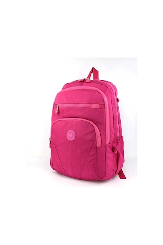 Krinkıl Su Geçirmez Kumaş Büyük Boy Unisex Laptop Okul Seyahat Günlük Sırt Çantası Pembe