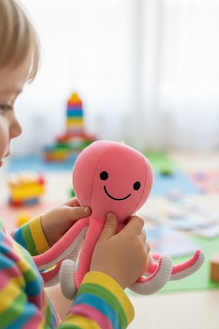 Mavi Sevimli Ahtapot Peluş Oyuncak Uyku Arkadaşı Hediyelik Pembe