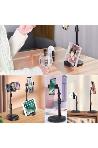 Zmc Bilişim Masa Üstü Tablet Ve Telefon Tutucu Plastik Aparat Siyah Telefon Standı