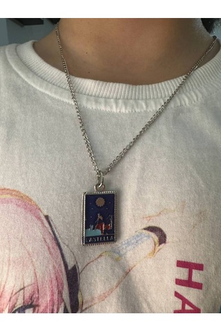Mavi Renk Güneş Tanrısı Tarot Figürlü Unisex Kolye Mistik, Spiritüel Ve Anlamlı Tasarım Çok renkli