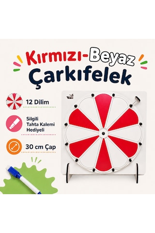 Kırmızı-beyaz Çarkıfelek Oyunu Ahşap Eğitim Materyali