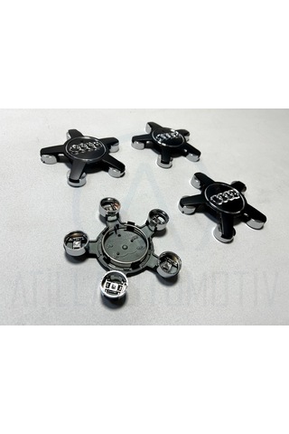 4 X Audi A3 8p 03-12 Ahtapot Çelik Jant Göbek Seti Siyah 112mm