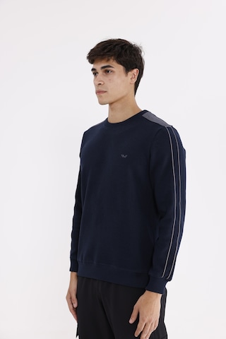 Rowinger Selanik Doku Yumuşak Tutuşlu Rahat Kalıp Yuvarlak Yaka Esnek Manşetli Sweatshirt Navyblue