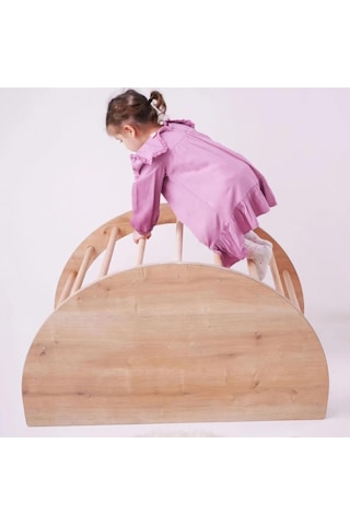 Reyo Montessori Sincap Pikler Aktivite Ve Oyun Masası, Kaydıraklı Tırmanma Seti Ve Sandalye Çok Renkli