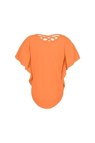 Brz Kids Sim Baskılı Neon Turuncu Kız Çocuk Yarasa Kollu T-Shirt. Turuncu