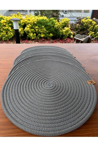 6 Lı Yuvarlak Supla Takımı Kolay Temizlenebilir, Modern Sofralar İçin Gri