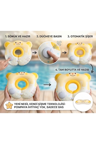 Bebek Boyunluk Can Simidi - Şişme Ayıcık Sarı - 0-18 Ay Güvenli Yüzme Yardımcısı 1