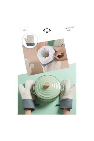 Mucit Home 1 Adet %100 Silikon Yanmaz Yapışmaz Silikon Fırın Eldiveni Mutfak Eldiveni Isıya Dayanıklı Eldiven Karışık Renk