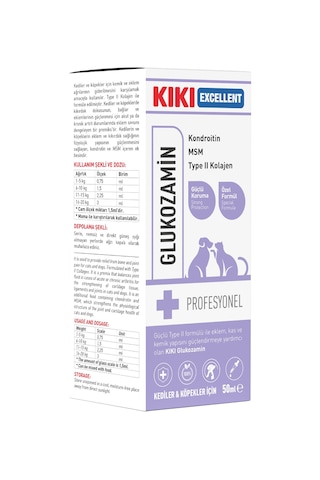 Kiki Excellent Kedi & Köpek Glukozamin Kondroitin Type II Kolajen 50 ML