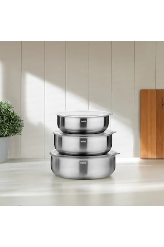 Nehir Silver Çelik 6 Parça Saklama Kabı