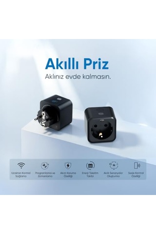 Şımart Akıllı Wi-fi Priz Zaman Ayarlı, Akım Korumalı, Uzaktan Kontrol