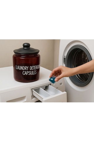 Amberclean Cam Siyah Vakumlu Kapaklı Deterjan Kavanozu 3800 Ml 2 Adet Amber