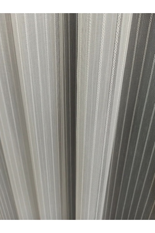 Düz Zincir Keten Zeminli Tül Perde / Ölçünüze Özel Dikim Kırık Beyaz