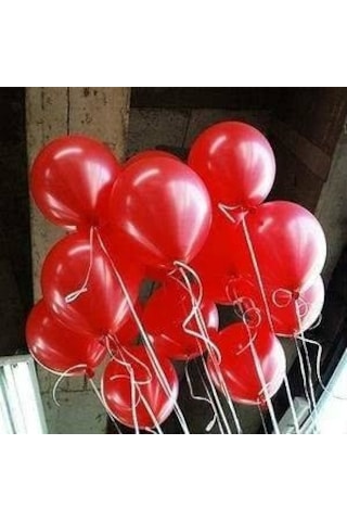 50 Adet Metalik Kırmızı Balon 12 Inc Doğum Günü