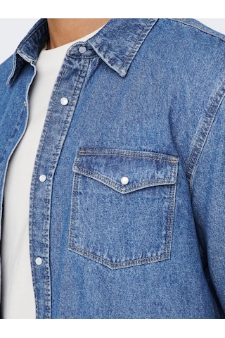 Only & Sons Erkek Göğüs Cepli Denim Gömlek - 22023247 001