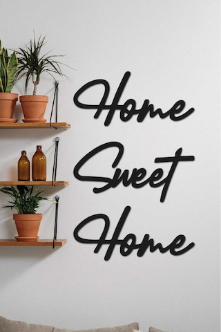 Home Sweet Home Duvar Tablosu Dekoratif Ahşap Tablo Kapı Süsü