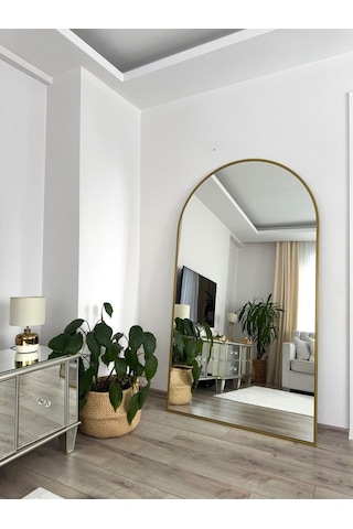 Effe Gold Metal Çerçeveli 180x100 Cm Oval Ayaklı Boy Aynası