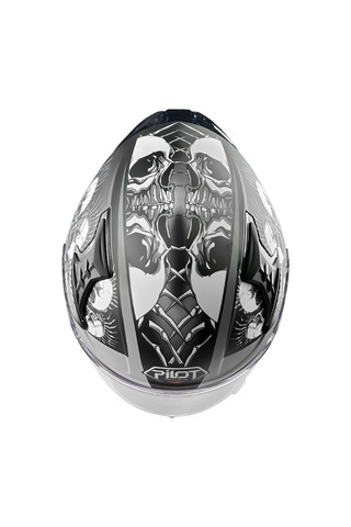 Pilot Snake Sv Matt Skull Full Face Kapalı Kask Siyah