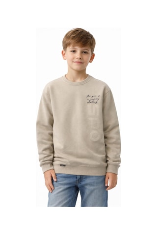 Baglan Erkek Çocuk Önü Baskılı Sweatshirt Bgl-st05233 Taş