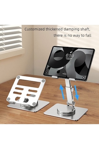 Ebitda Alüminyum Stand Ayarlanabilir Masaüstü Telefon Tutucu Mt136 Gri 360 Döndürülebilir, Yükseklik Ayarlanabilir, Katlanabilir, 4-13 İnç Uygun