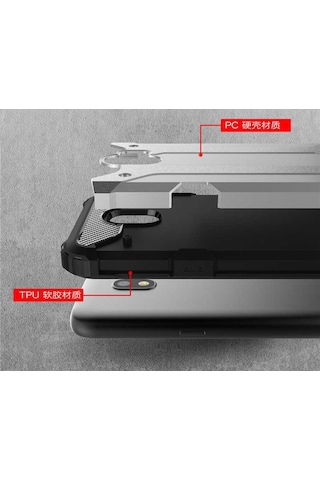 Noktaks - Samsung Galaxy J2 Pro 2018 Uyumlu - Kılıf Çift Katman Koruyucu Crash Military Tank Kılıf - Gri Gri