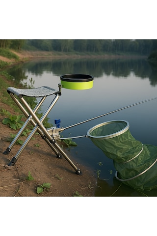 Ayt Sunup Sn-25796 Metal Balıkçı Taburesi Katlanabilir Taşınabilir Ayarlanabilir Katlanır Tabure 50x32cm Gri