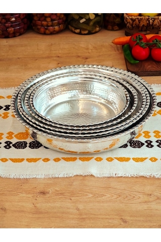 Modabakir Bakır Kalaylı Derin Fırın Tepsisi 32 Cm Model:22133 Gümüş