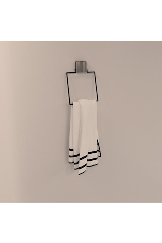Decorev Dc-5060 Dekoratif Yapıştırmalı Banyo Mutfak Metal Kare Havluluk Askı Siyah Vidasız Gri
