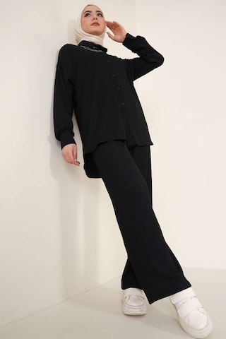 Bigdart T5858 Örme Tesettür İkili Takım - Siyah 001